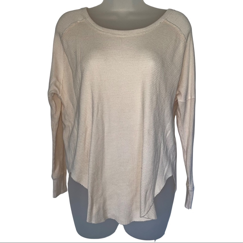 TNA Aritzia Waffle Knit Cream Long Sleeve Fall Winter Lounge Casual